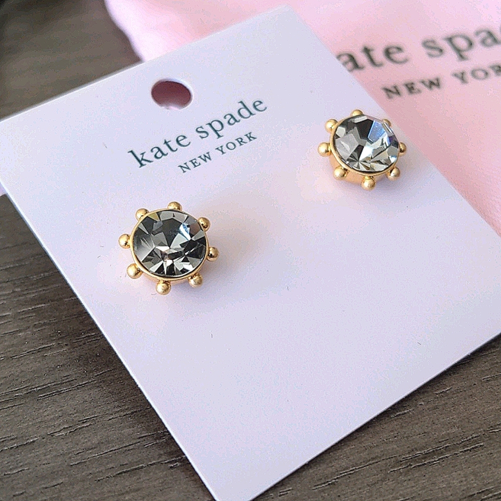 NEW Kate Spade Bezel Set Crystal Stud Earrings